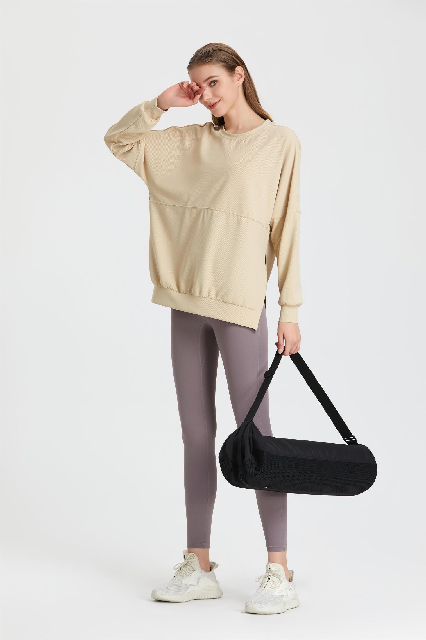 Waffle Knit Long Sleeve Sweatshirt by bornfocus