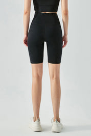 Side Ruched Asymmetrical Waistband Shorts by bornfocus