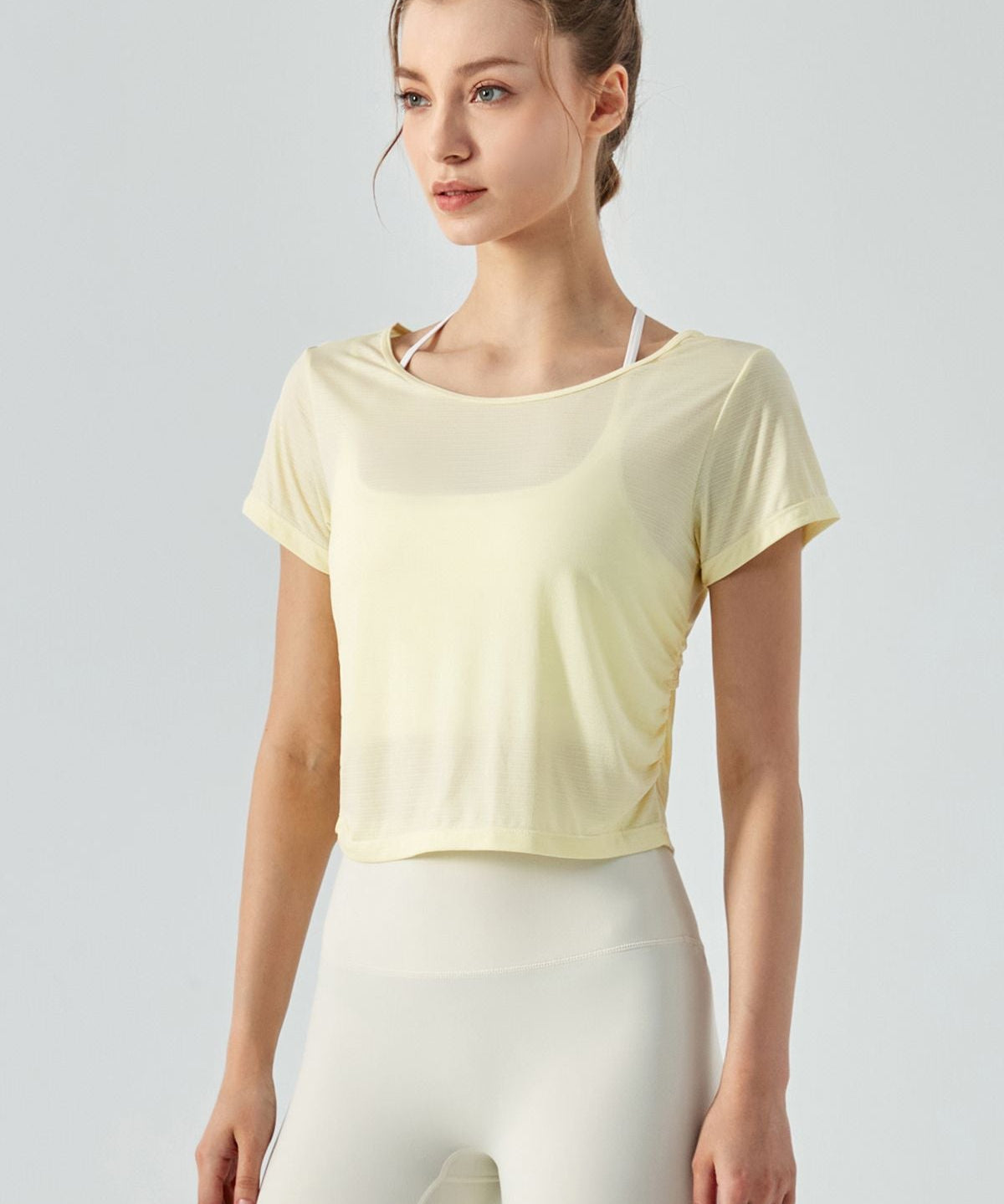 Back Cut-Out Short Sleeve Blouse by bornfocus