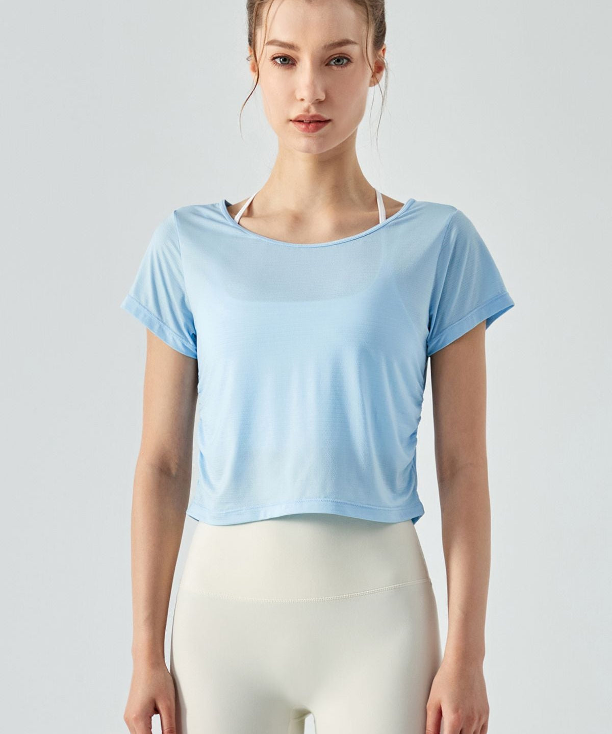 Back Cut-Out Short Sleeve Blouse by bornfocus