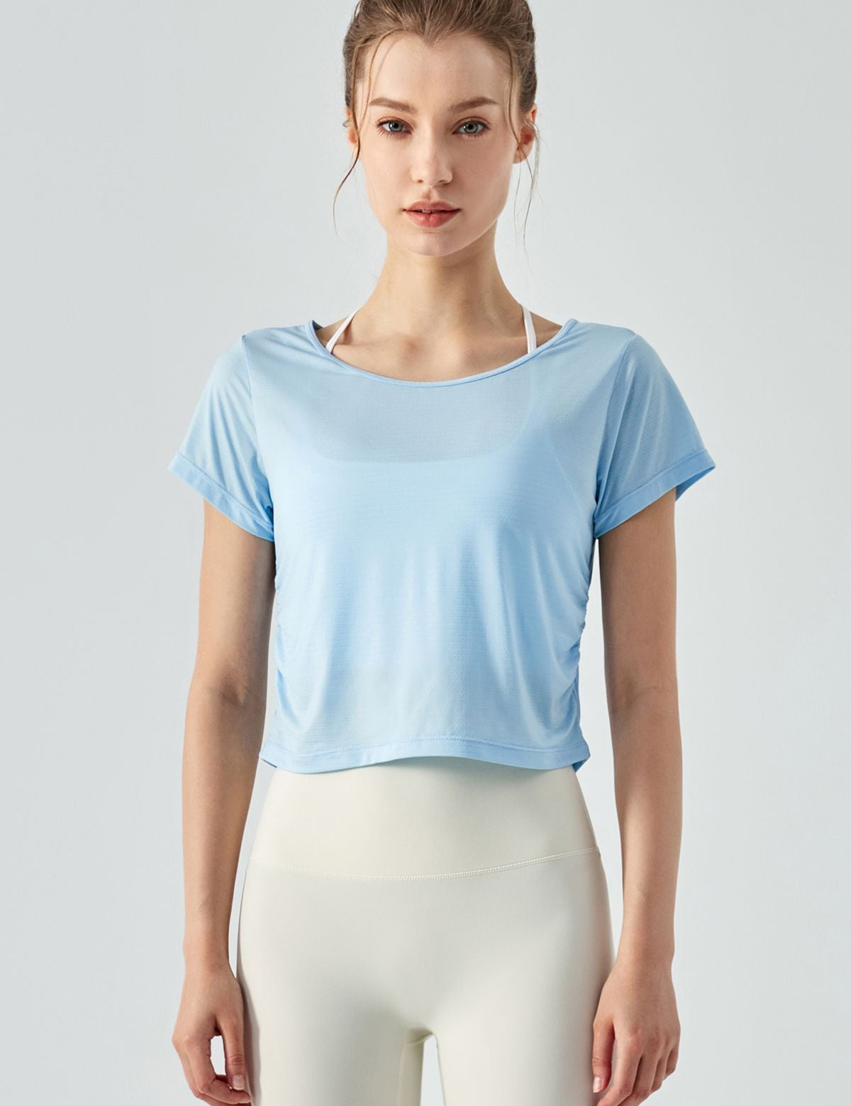 Back Cut-Out Short Sleeve Blouse by bornfocus