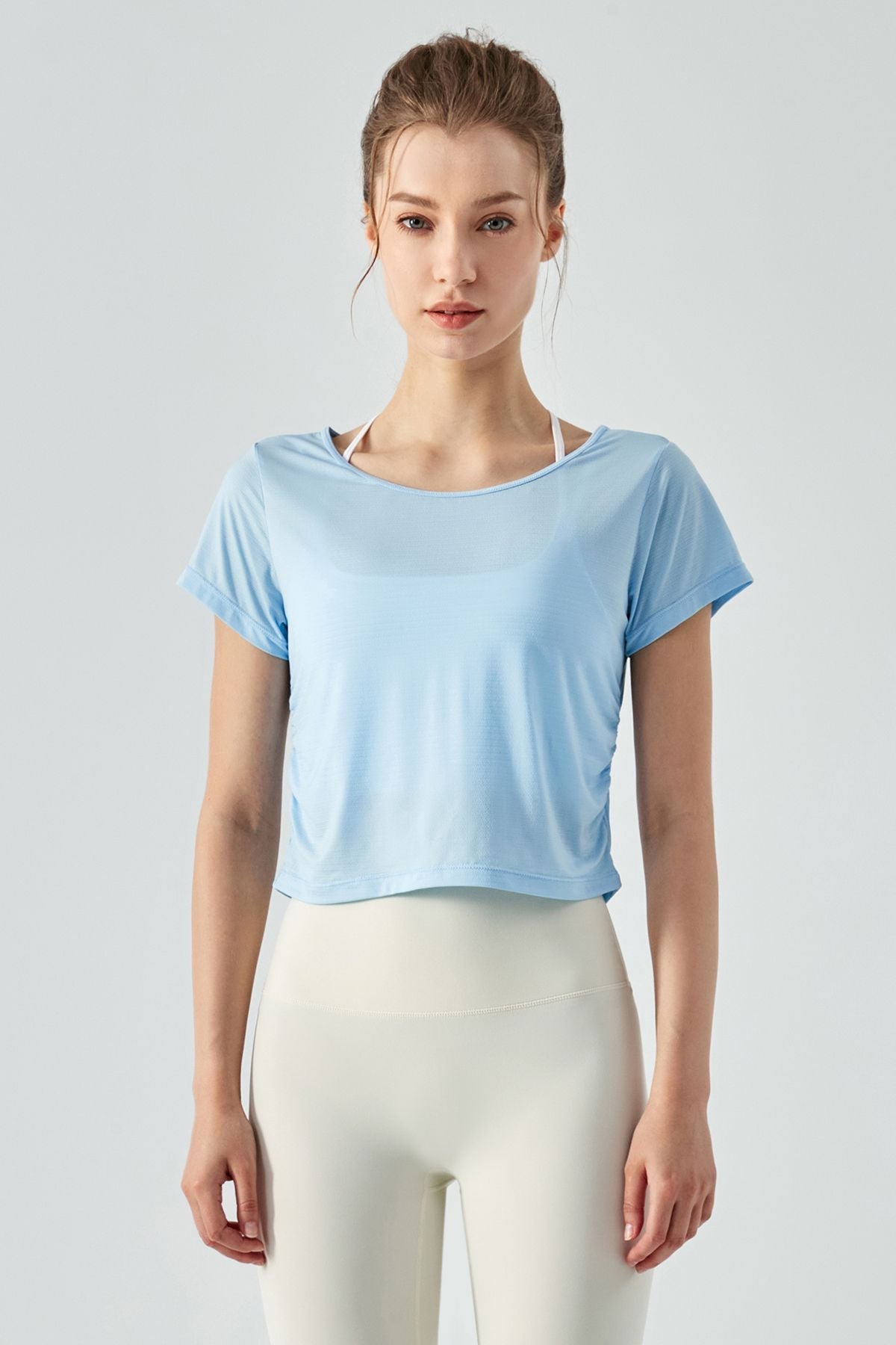 Back Cut-Out Short Sleeve Blouse by bornfocus