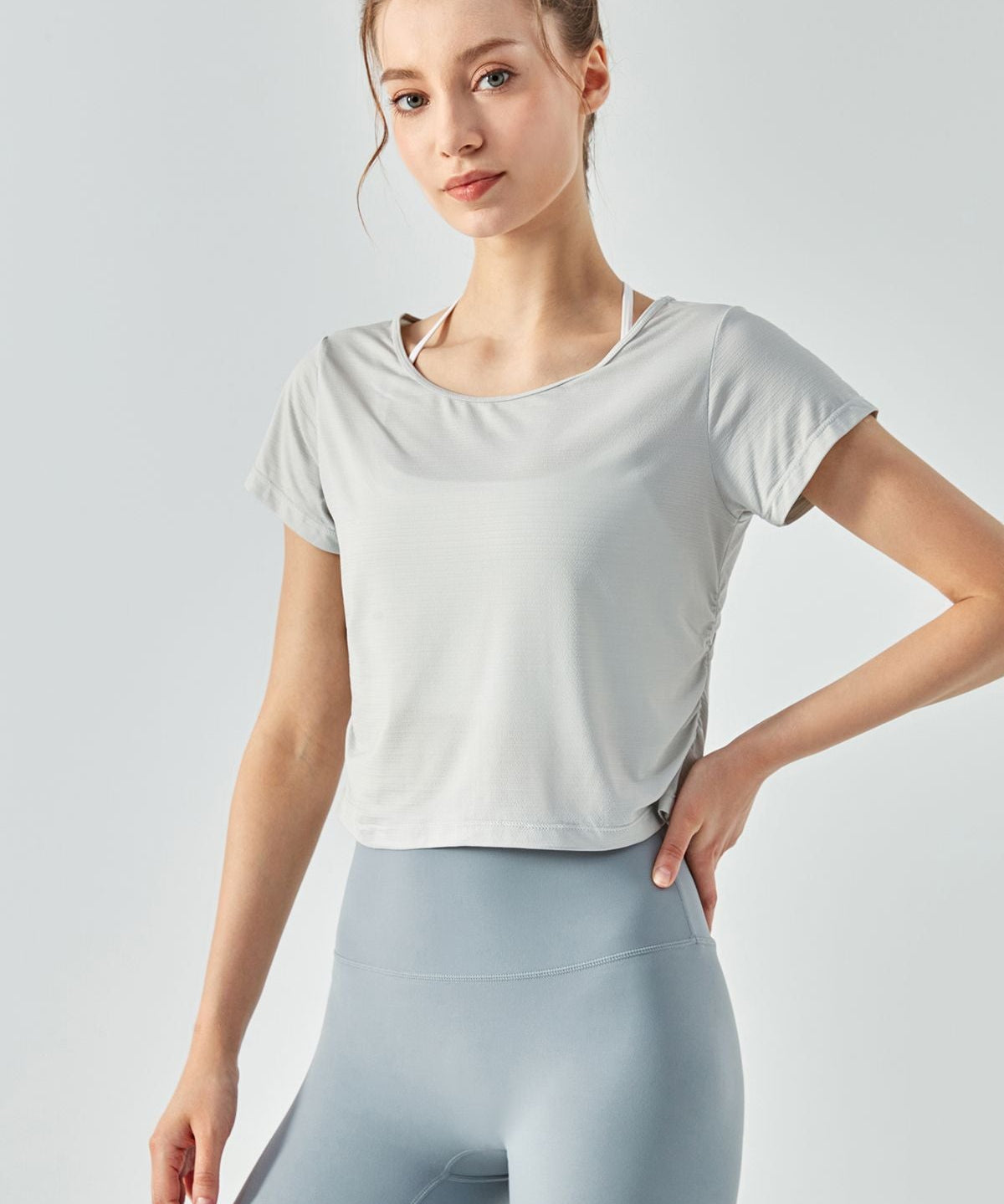 Back Cut-Out Short Sleeve Blouse by bornfocus