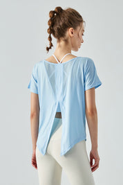 Back Split Short Sleeve Blouse by bornfocus