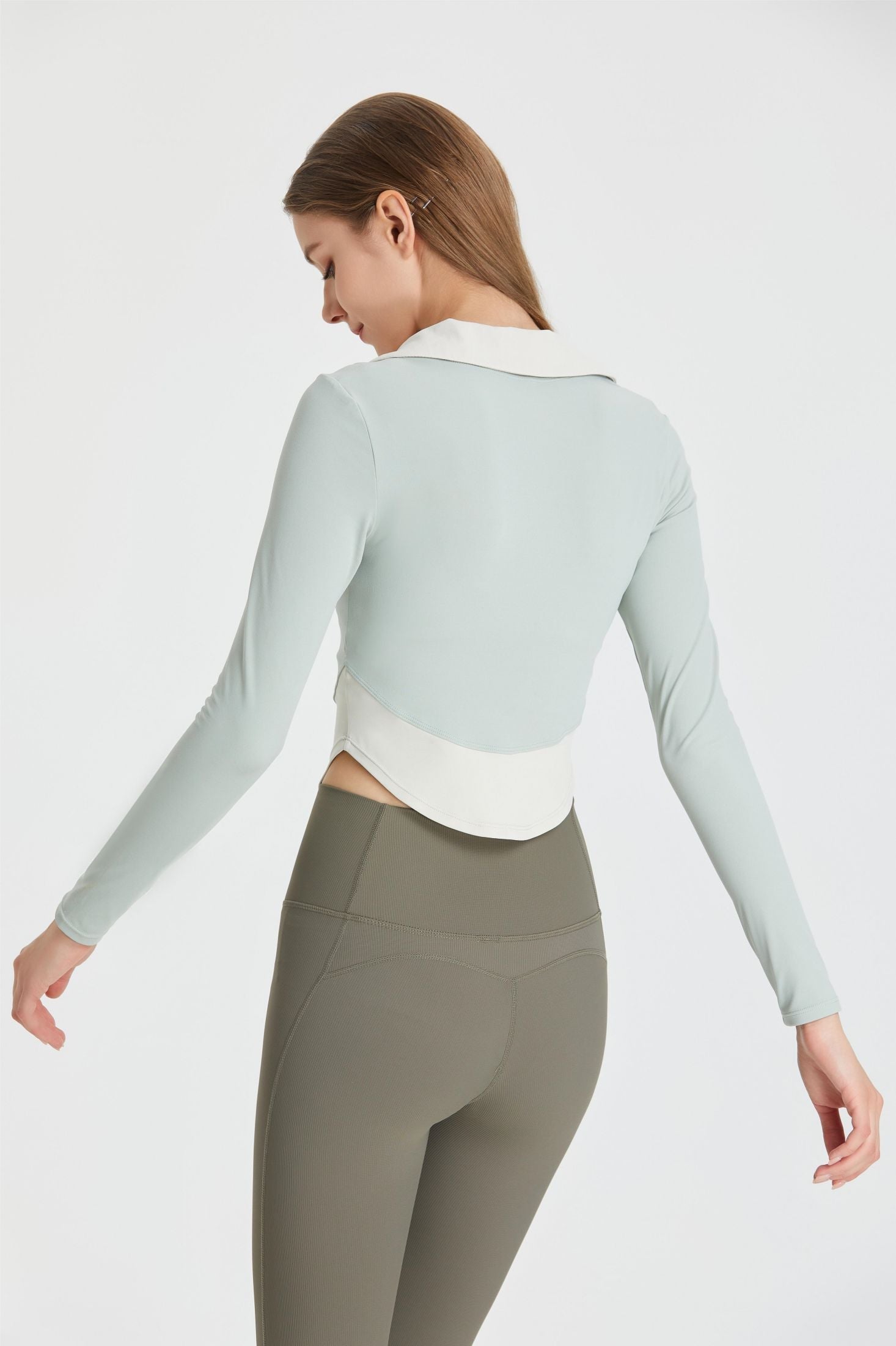 Colorblock Lapel Long Sleeve Tunic Top by bornfocus