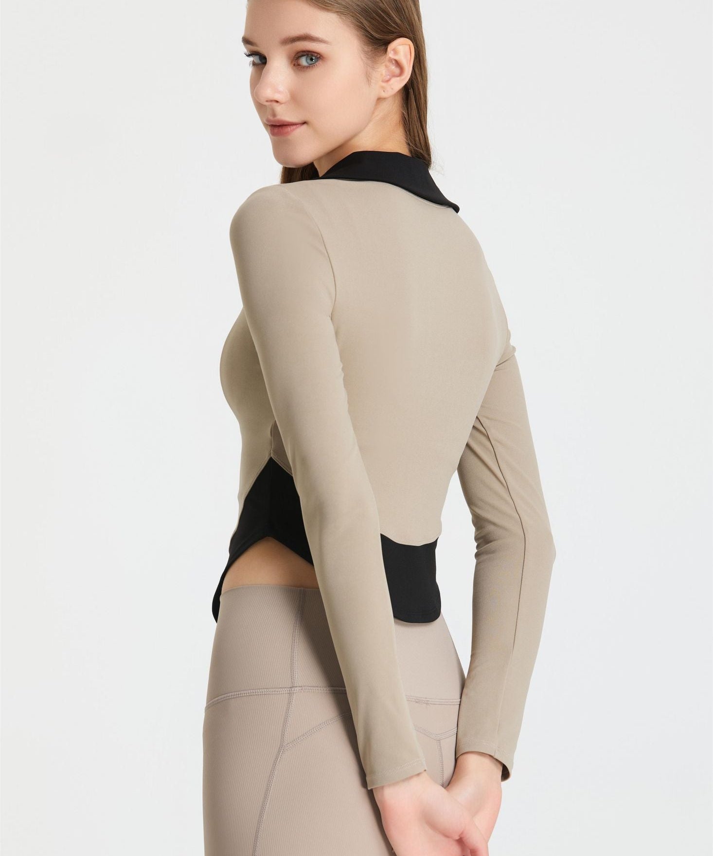Colorblock Lapel Long Sleeve Tunic Top by bornfocus
