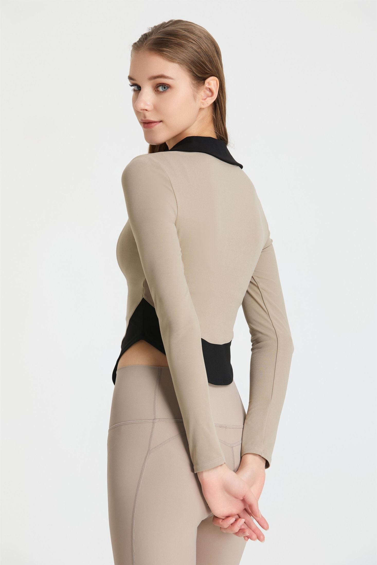 Colorblock Lapel Long Sleeve Tunic Top by bornfocus