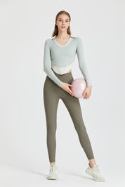 Colorblock Lapel Long Sleeve Tunic Top by bornfocus