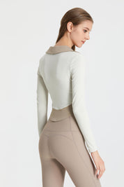 Colorblock Lapel Long Sleeve Tunic Top by bornfocus