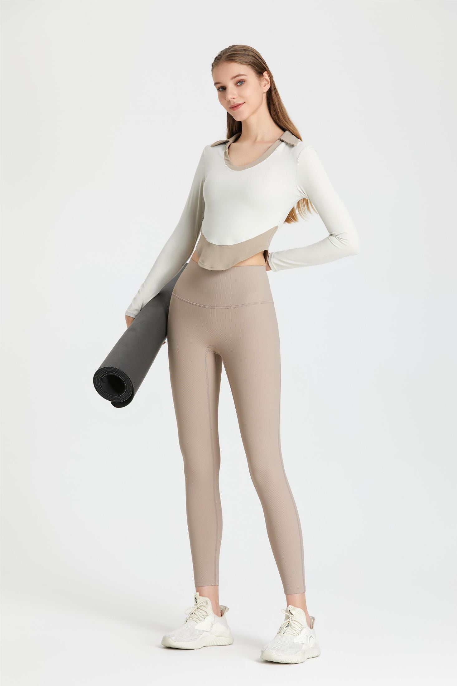 Colorblock Lapel Long Sleeve Tunic Top by bornfocus