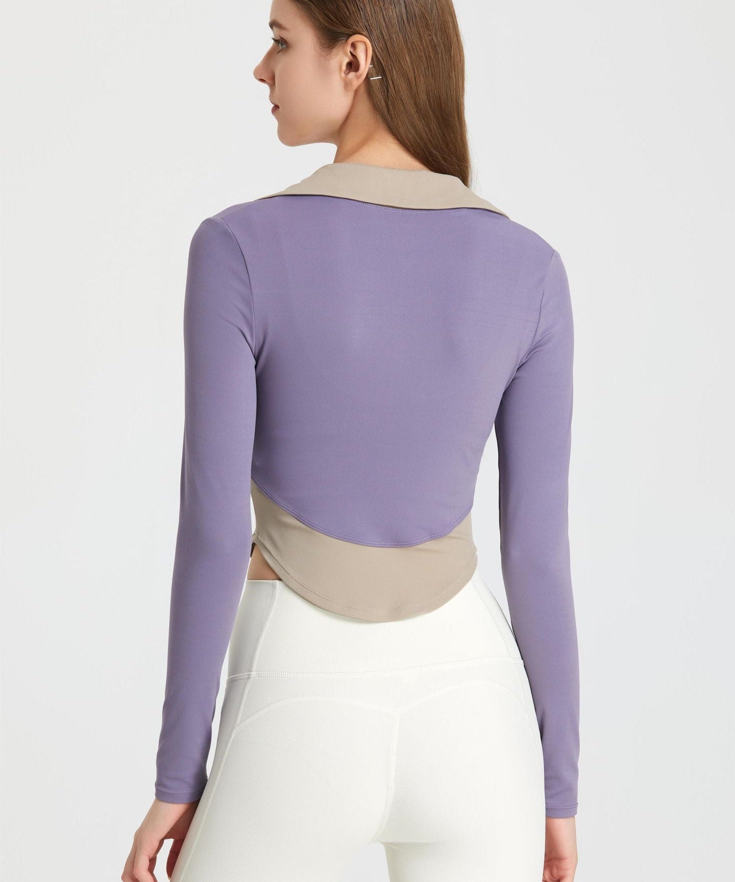 Colorblock Lapel Long Sleeve Tunic Top by bornfocus
