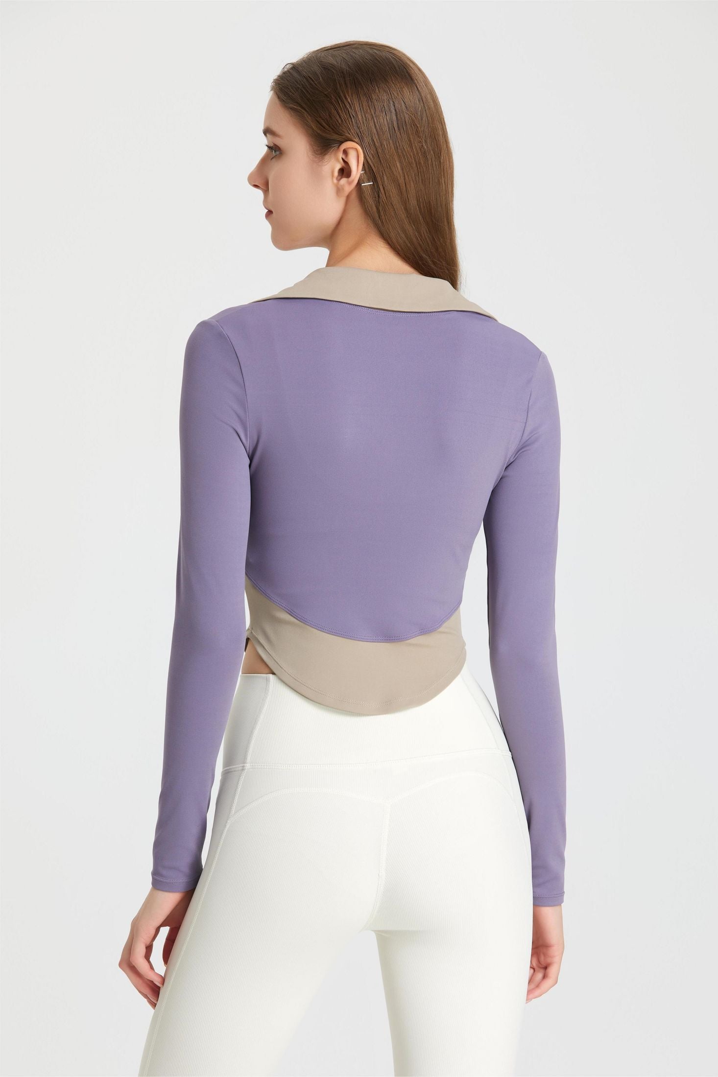 Colorblock Lapel Long Sleeve Tunic Top by bornfocus
