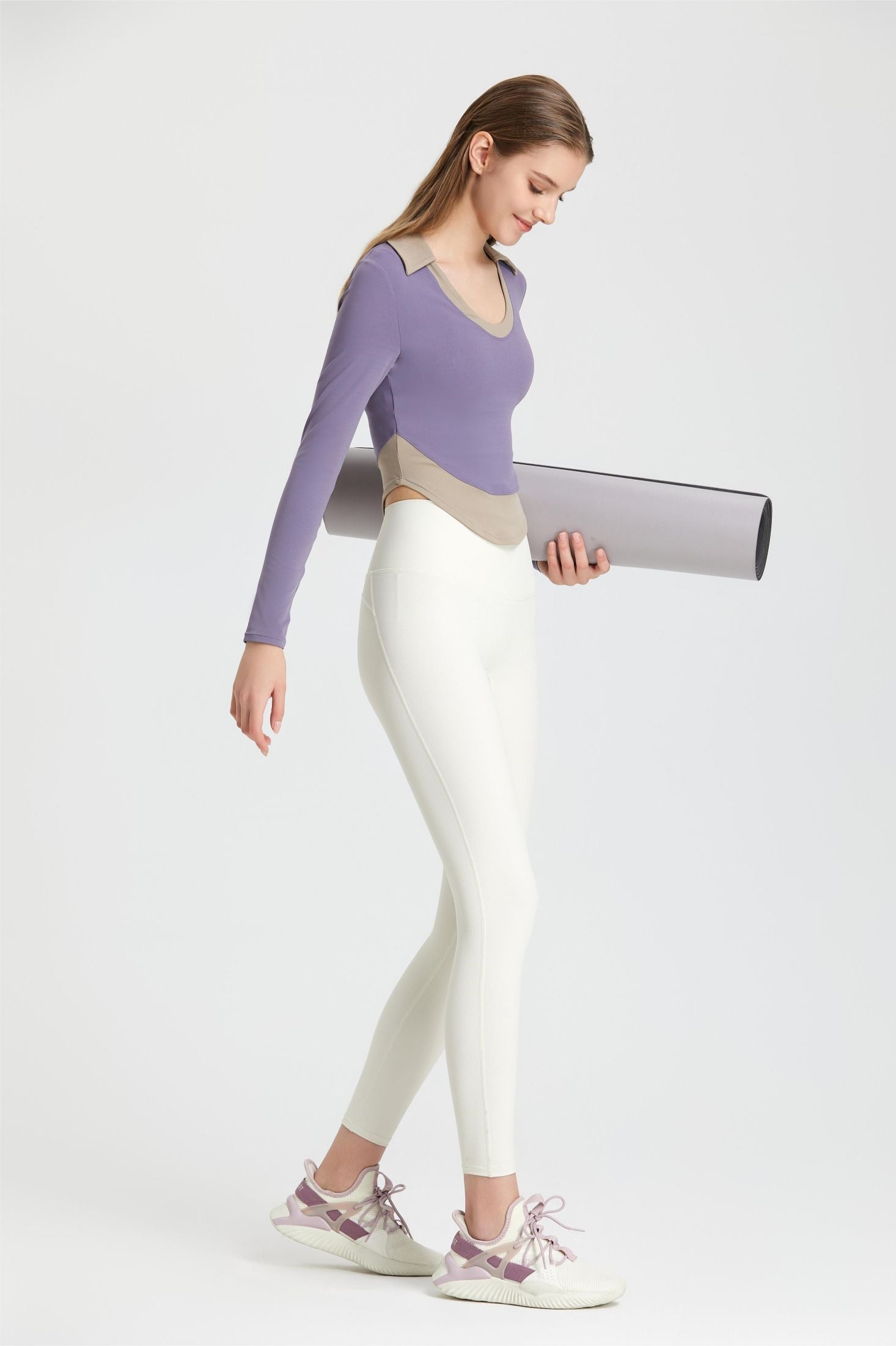 Colorblock Lapel Long Sleeve Tunic Top by bornfocus