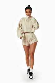 Cropped Sweatshirt & Mini Sweat Shorts Athleisure Set by bornfocus