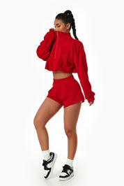 Cropped Sweatshirt & Mini Sweat Shorts Athleisure Set by bornfocus