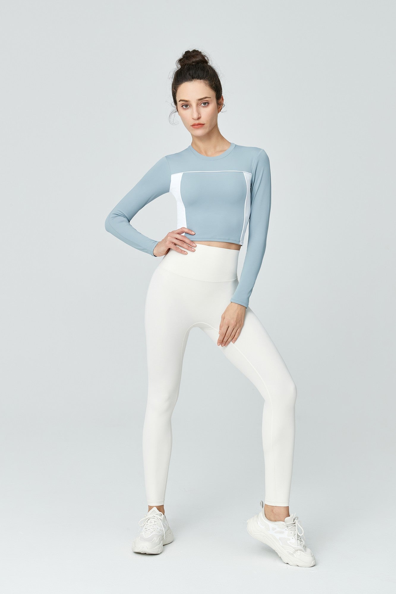 Fitted Contrast Color Top with Built-In Bra by bornfocus