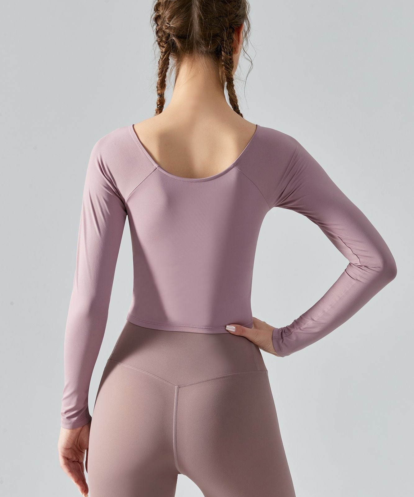 Long Sleeve Front Tie Wrap Detailing Yoga Top by bornfocus