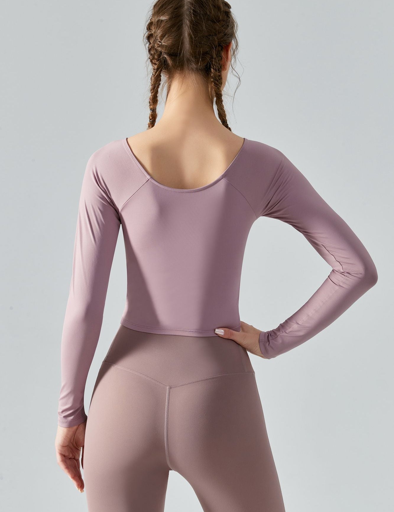 Long Sleeve Front Tie Wrap Detailing Yoga Top by bornfocus