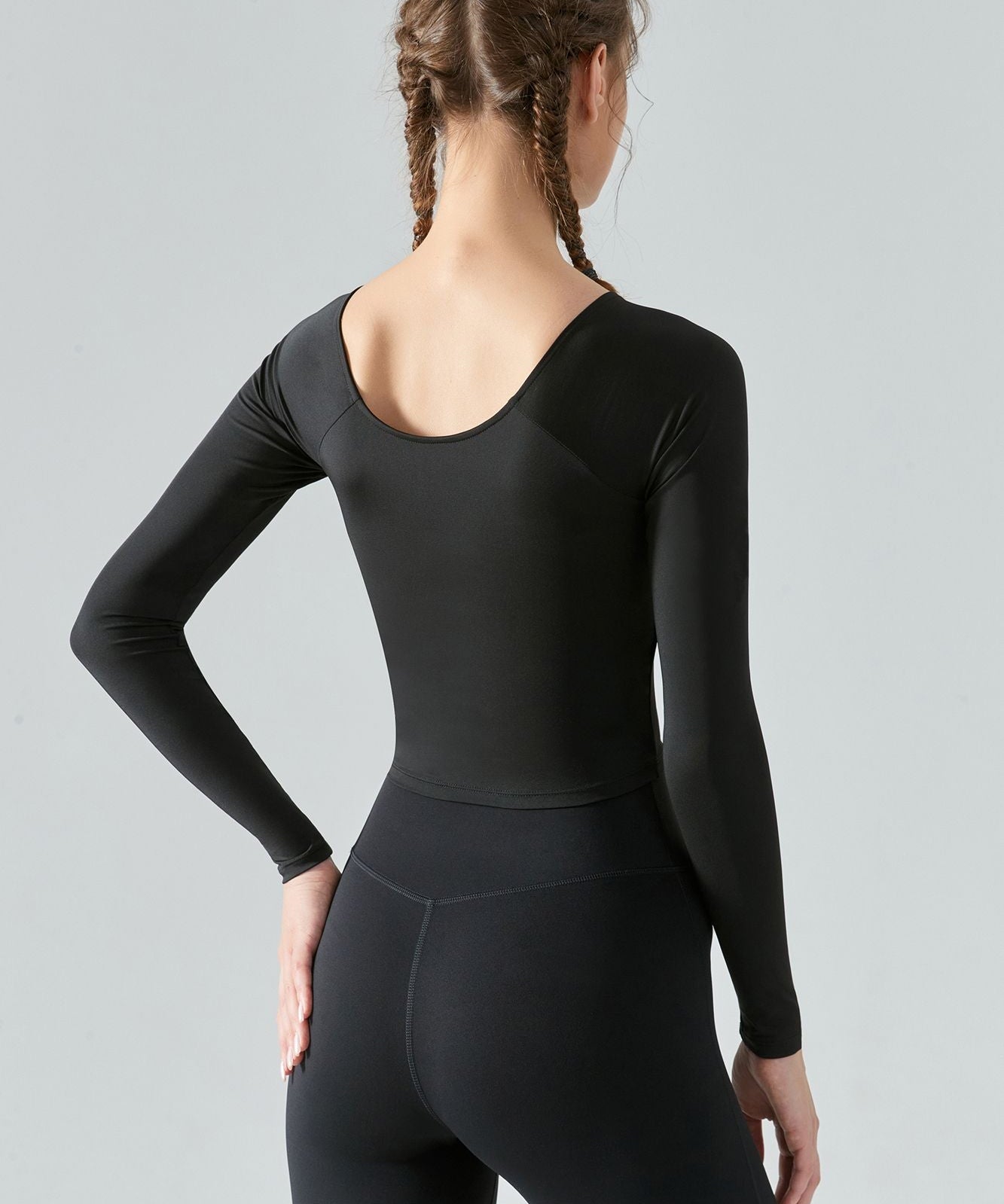 Long Sleeve Front Tie Wrap Detailing Yoga Top by bornfocus