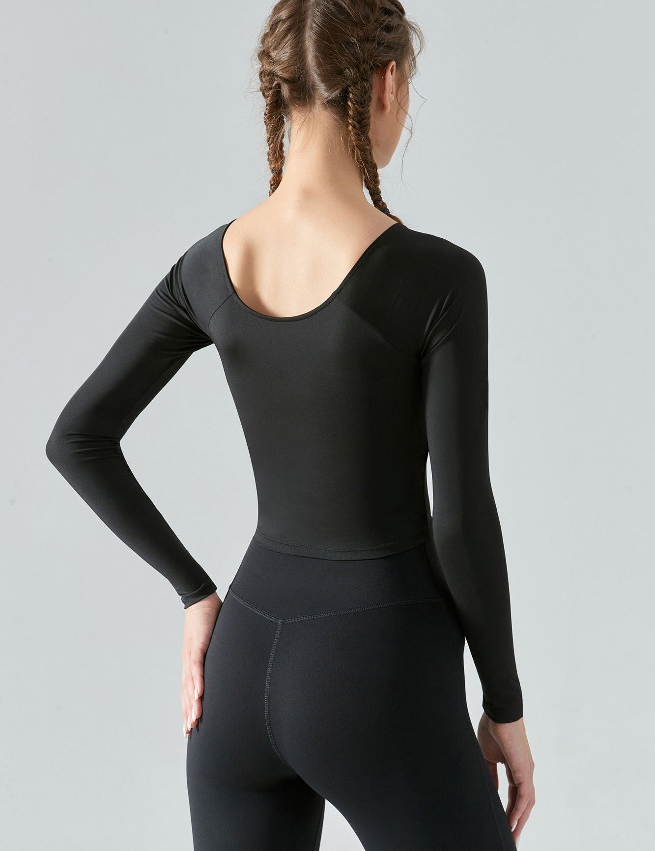 Long Sleeve Front Tie Wrap Detailing Yoga Top by bornfocus