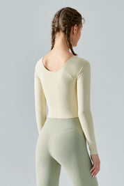 Long Sleeve Front Tie Wrap Detailing Yoga Top by bornfocus