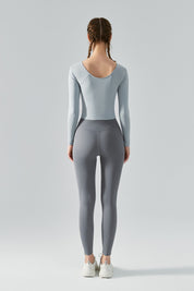 Long Sleeve Front Tie Wrap Detailing Yoga Top by bornfocus