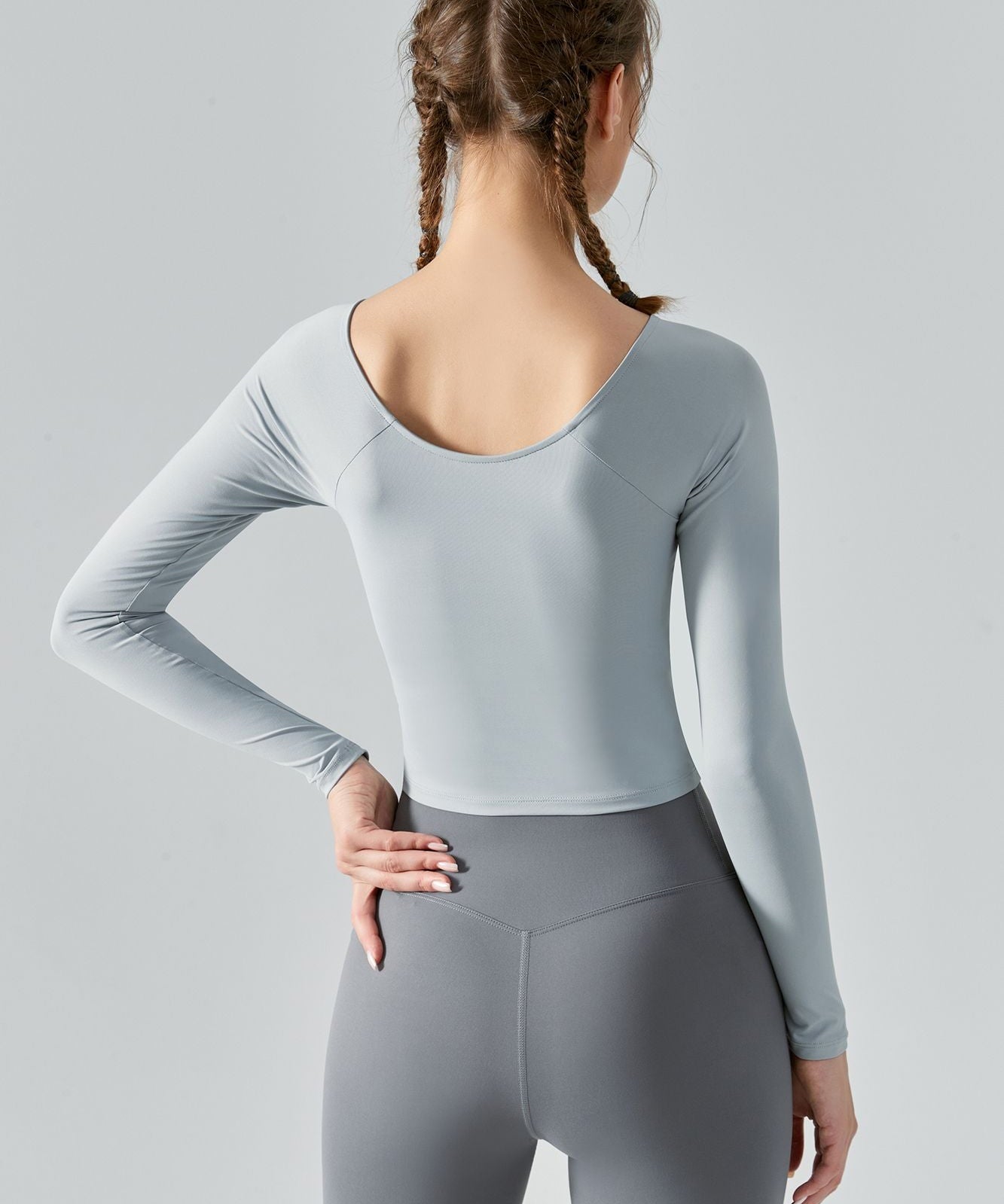 Long Sleeve Front Tie Wrap Detailing Yoga Top by bornfocus