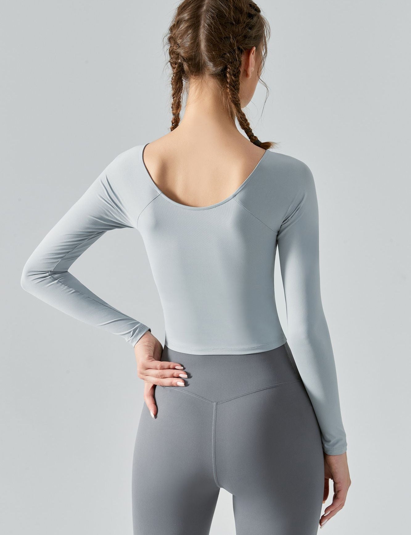 Long Sleeve Front Tie Wrap Detailing Yoga Top by bornfocus