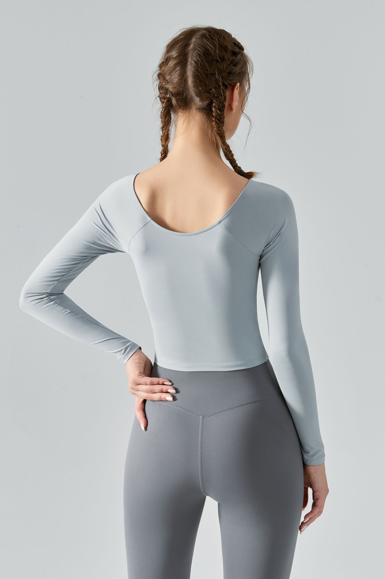 Long Sleeve Front Tie Wrap Detailing Yoga Top by bornfocus