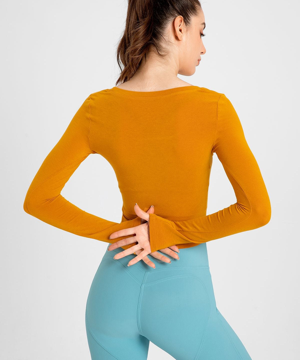 Side Ruched Long Sleeve Crop Top by bornfocus