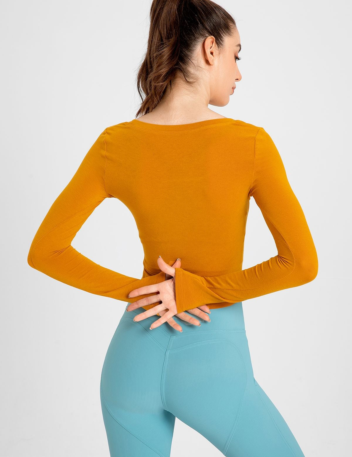 Side Ruched Long Sleeve Crop Top by bornfocus