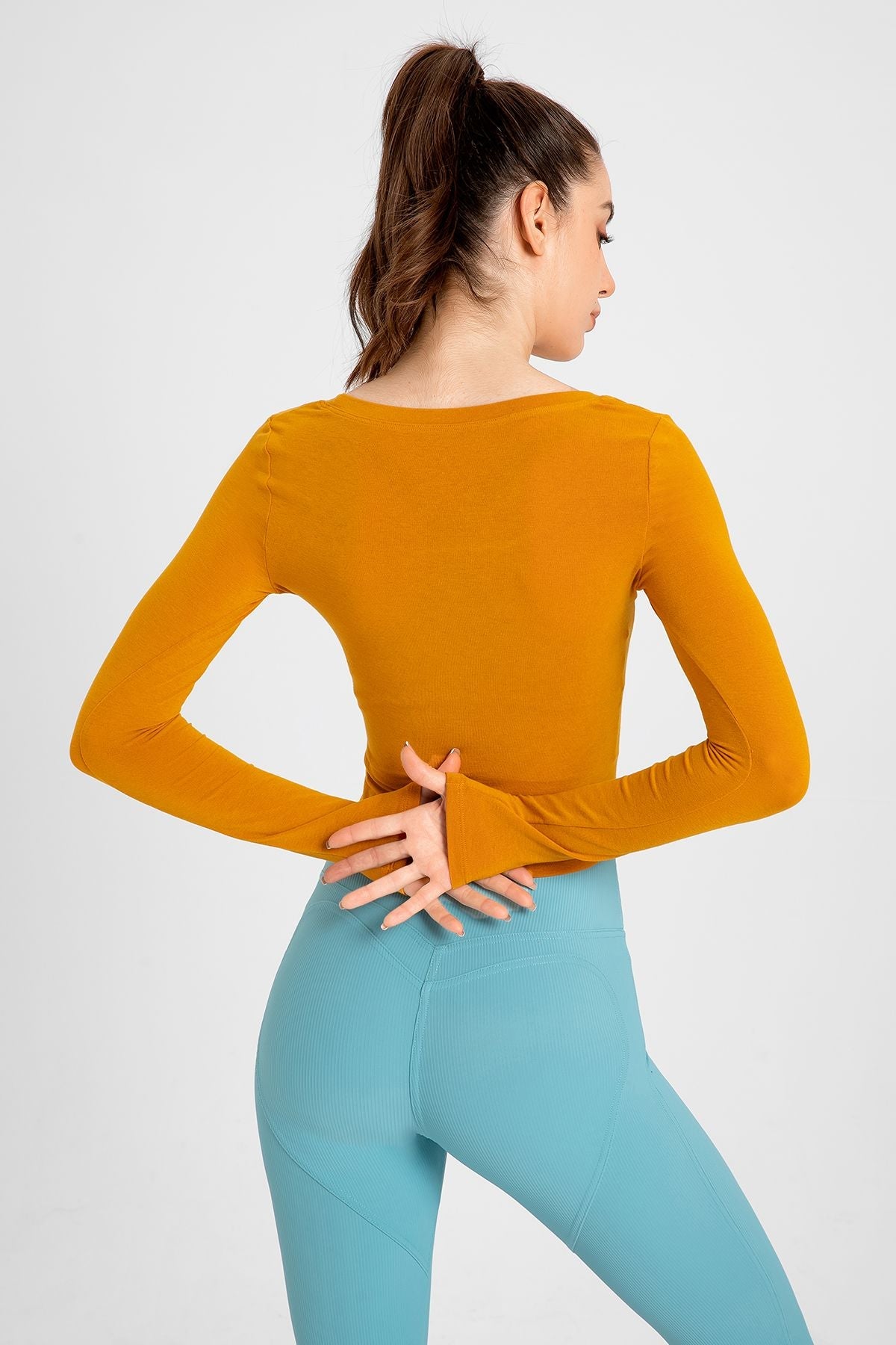 Side Ruched Long Sleeve Crop Top by bornfocus