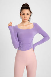 Side Ruched Long Sleeve Crop Top by bornfocus