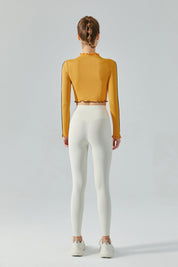 Ribbed Long Sleeve Contrast Lettuce Edge Crop Top by bornfocus