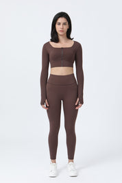 Front Closure Form Fitted Long Sleeve Crop Top by bornfocus