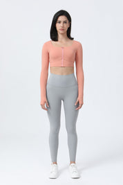 Front Closure Form Fitted Long Sleeve Crop Top by bornfocus