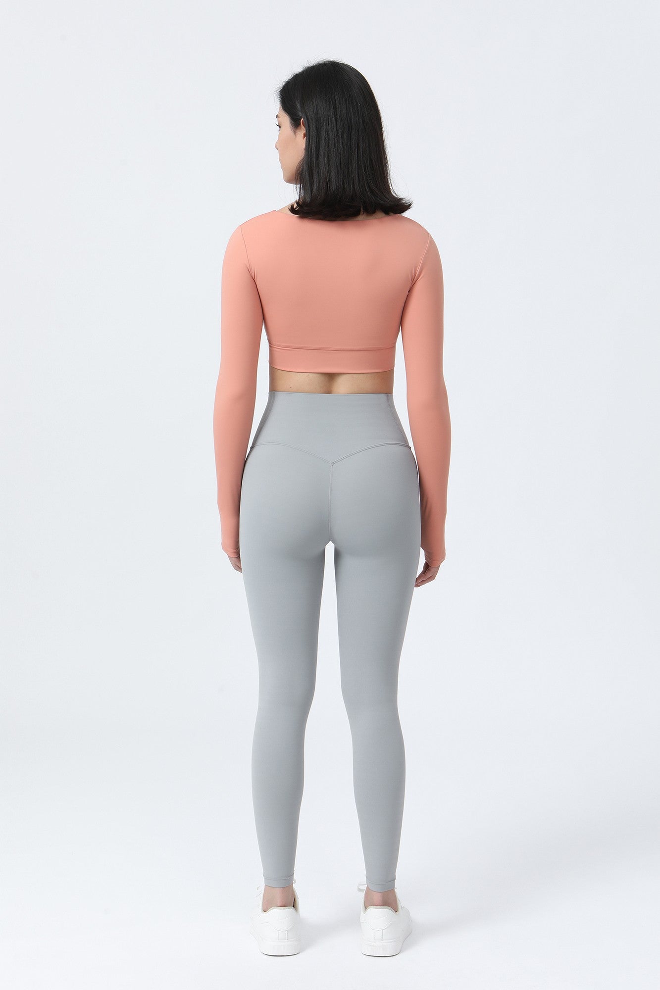 Front Closure Form Fitted Long Sleeve Crop Top by bornfocus