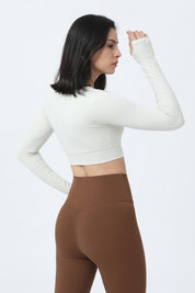 Front Closure Form Fitted Long Sleeve Crop Top by bornfocus