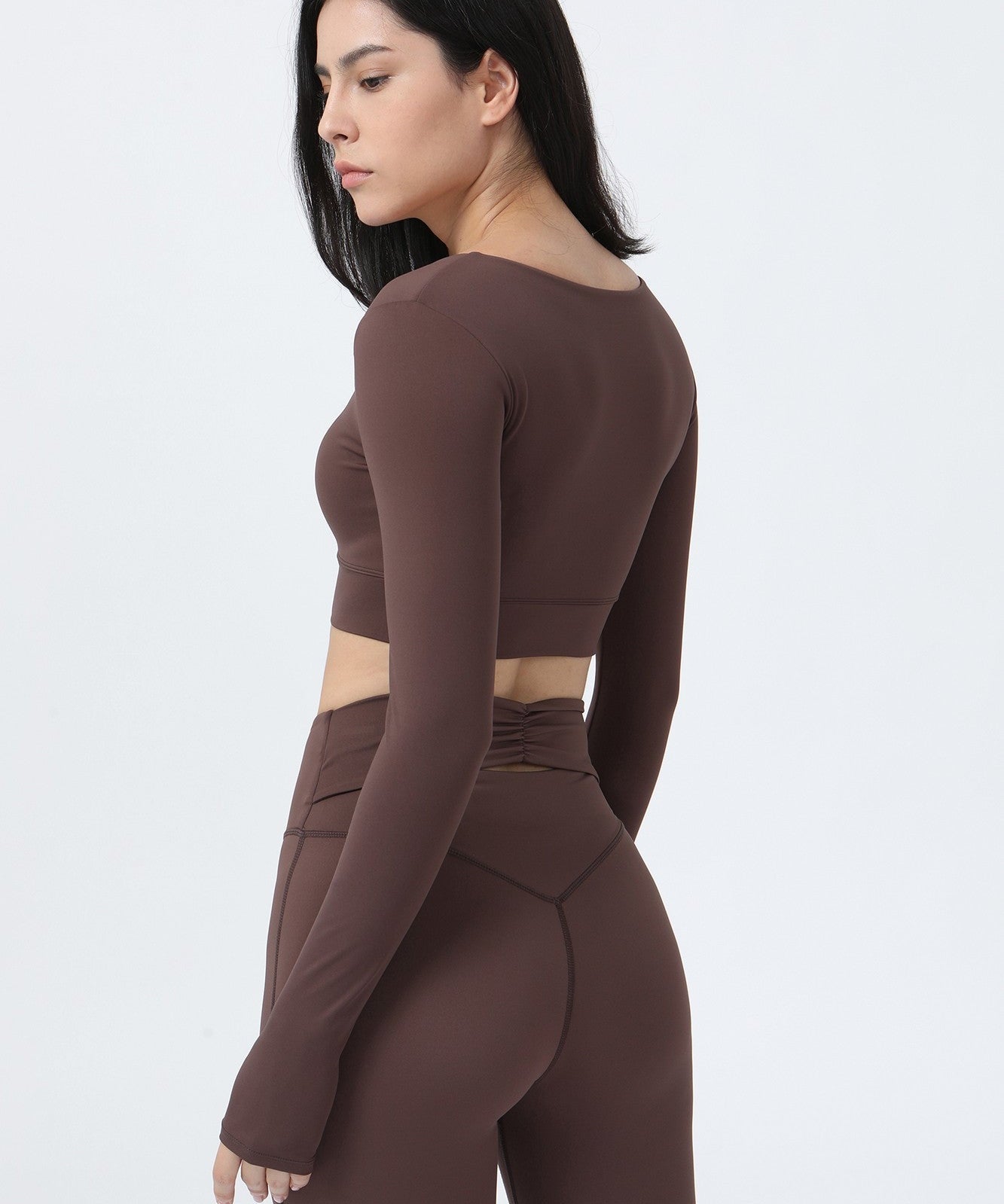 Front Closure Form Fitted Long Sleeve Crop Top by bornfocus