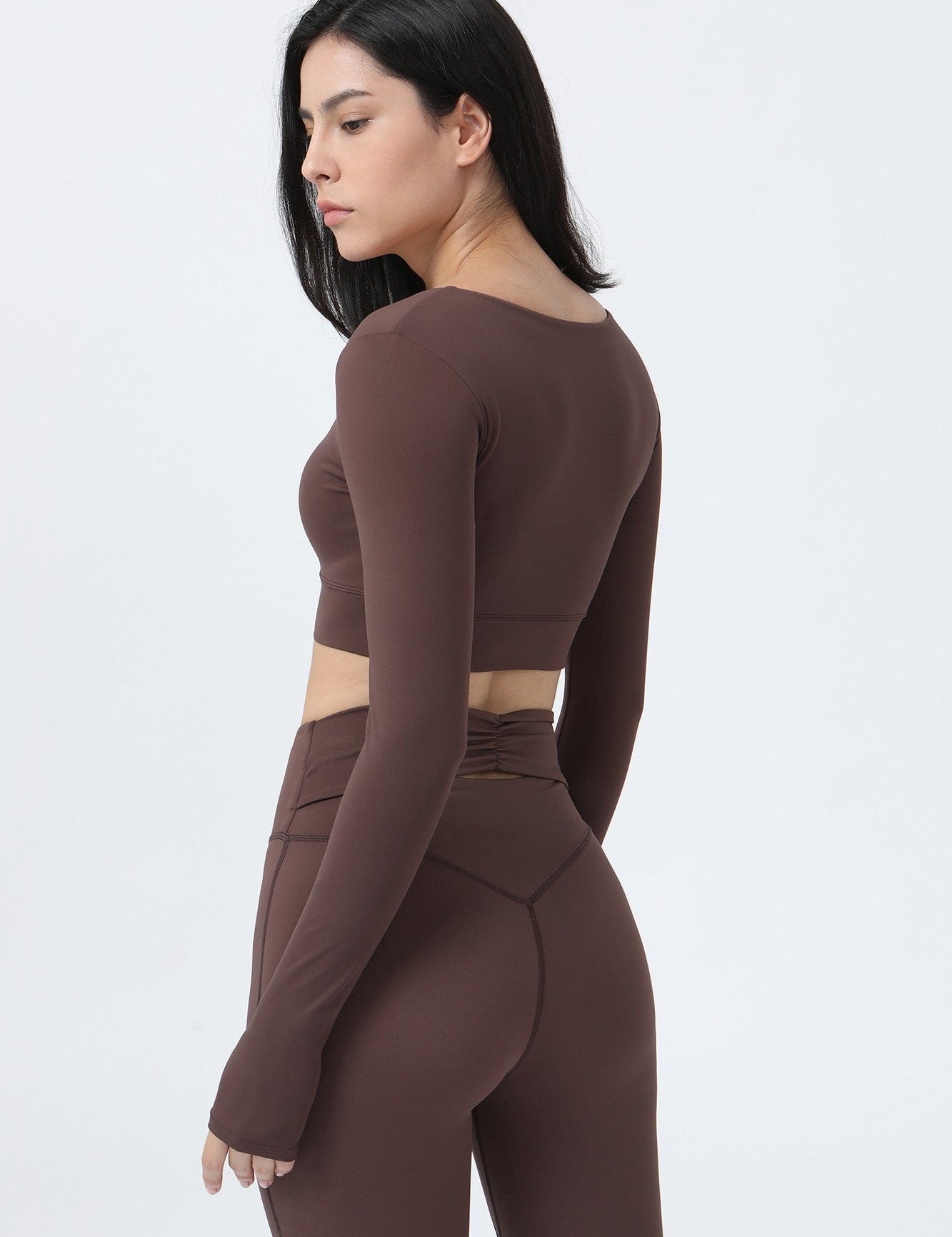 Front Closure Form Fitted Long Sleeve Crop Top by bornfocus