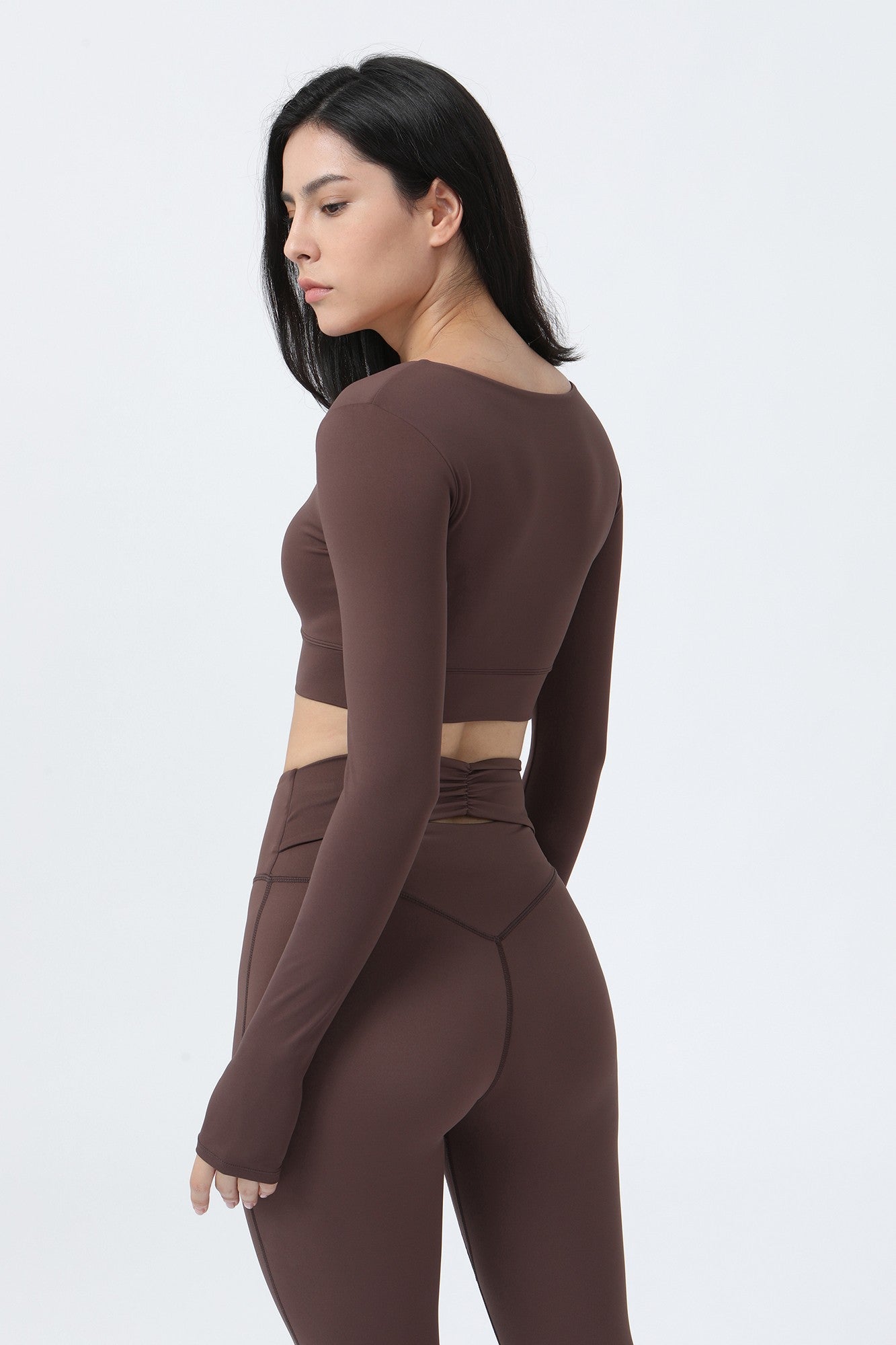 Front Closure Form Fitted Long Sleeve Crop Top by bornfocus