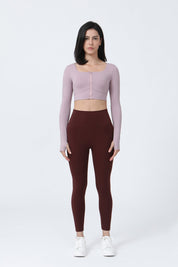 Front Closure Form Fitted Long Sleeve Crop Top by bornfocus