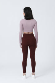 Front Closure Form Fitted Long Sleeve Crop Top by bornfocus