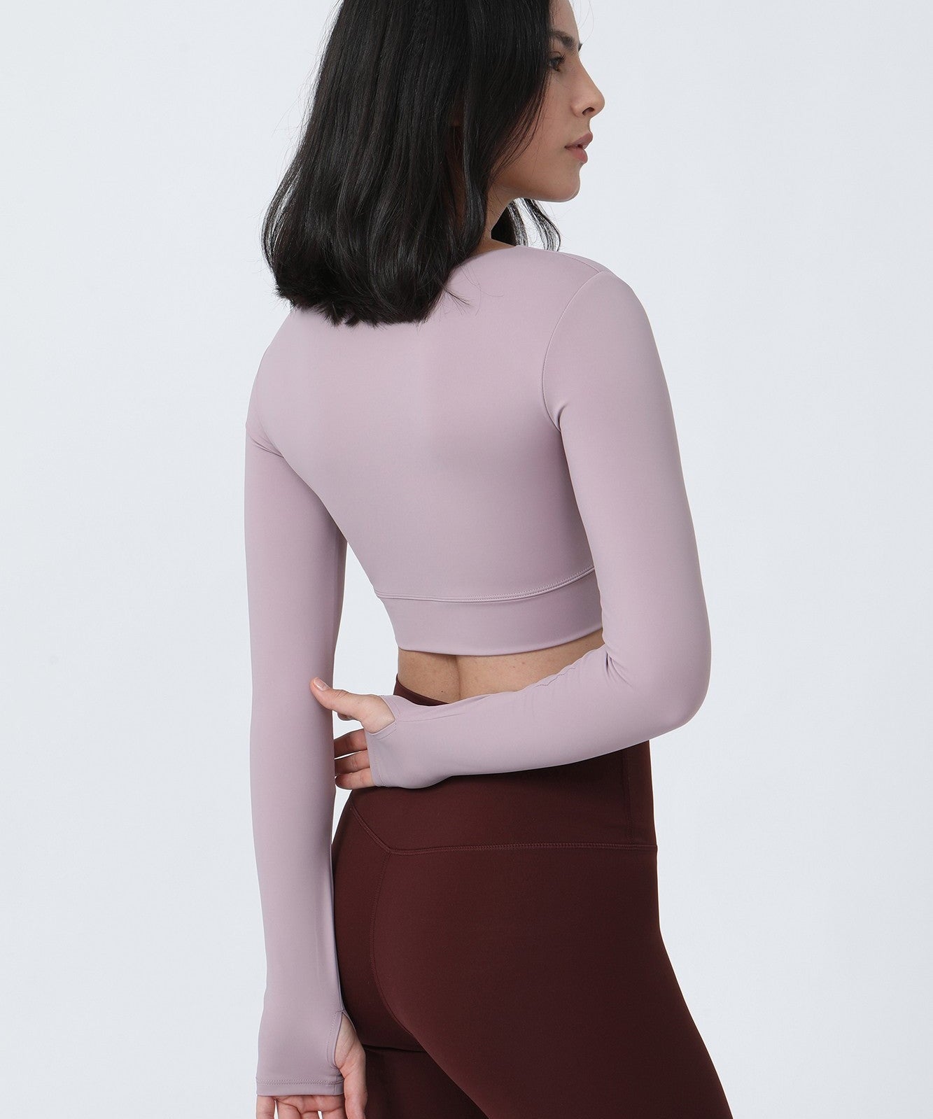 Front Closure Form Fitted Long Sleeve Crop Top by bornfocus