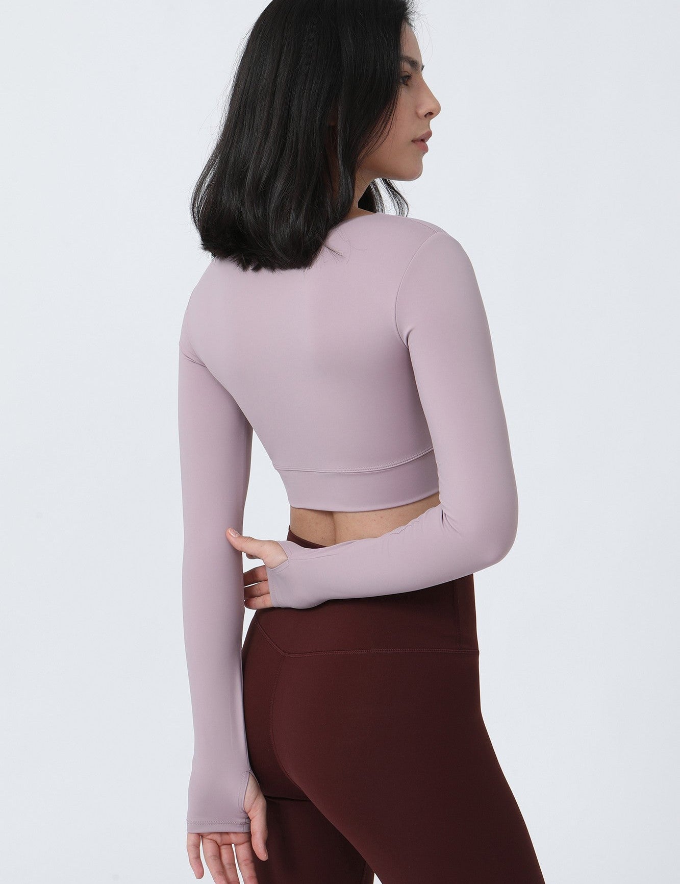 Front Closure Form Fitted Long Sleeve Crop Top by bornfocus