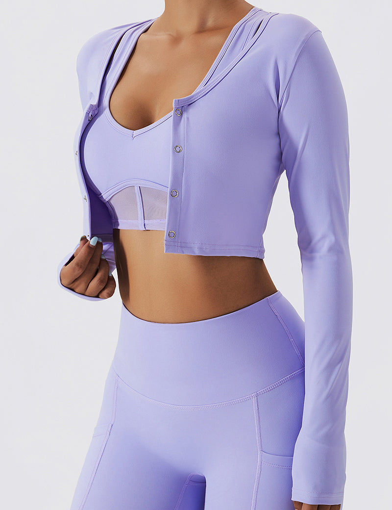 Front Closure Crop Long Sleeves Top by bornfocus