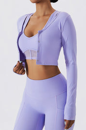 Front Closure Crop Long Sleeves Top by bornfocus