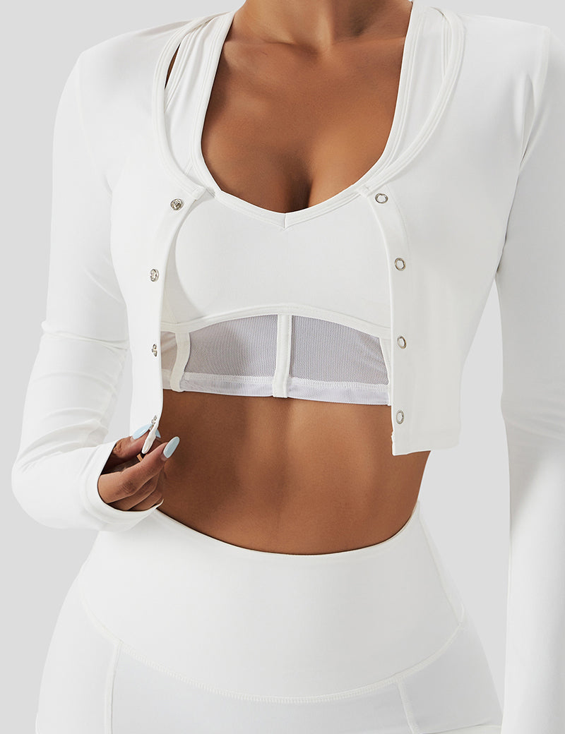 Front Closure Crop Long Sleeves Top by bornfocus