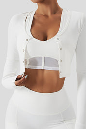 Front Closure Crop Long Sleeves Top by bornfocus