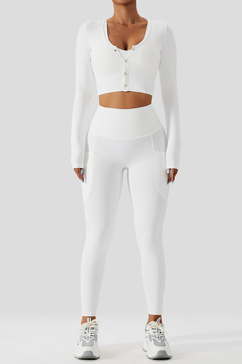 Front Closure Crop Long Sleeves Top by bornfocus